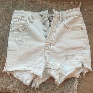 Free People, White Jean Cutoff Shorts
